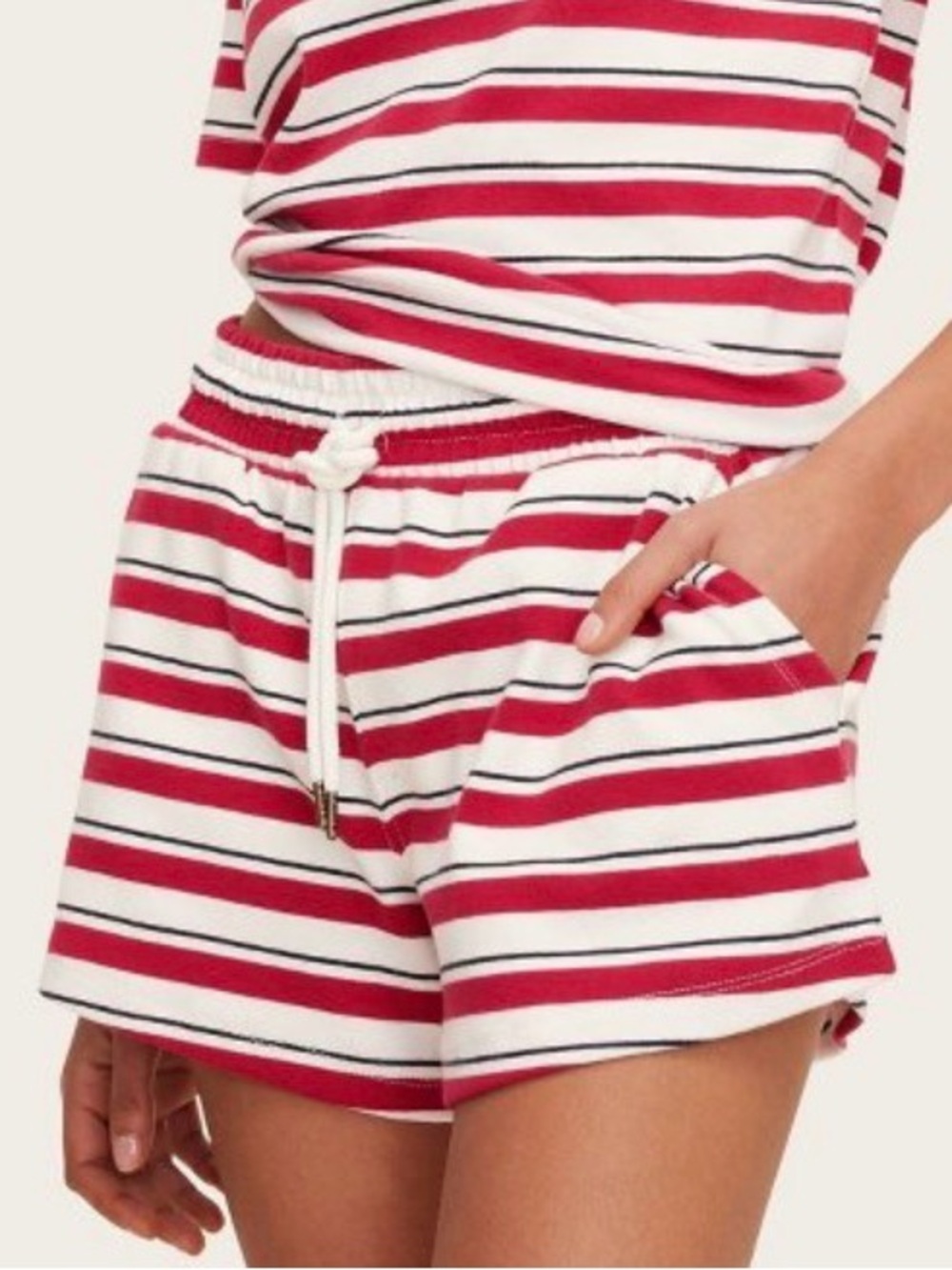 Parke x Target Women’s High Rise Drawstring Knit Pull on Shorts Red/Navy XS